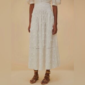 NWT $295 FARM Rio Off White 3D Flower Midi Skirt in XS, Small, and Medium!